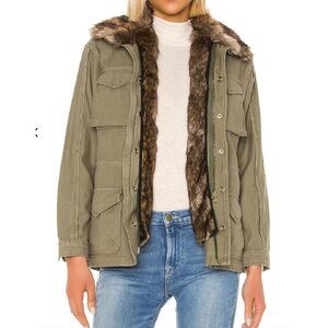 FRAME Faux Fur Lined Military Style Jacket‎ Sz Small
